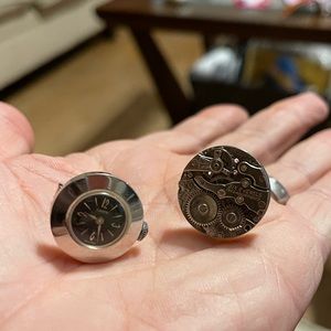 Cuff links shaped like watches clocks